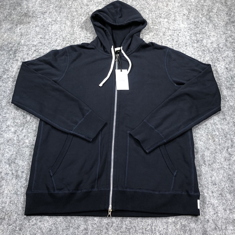 Reigning Champ Hoodie Mens XL Navy Blue Full Zip Cotton Athletic Sweatshirt